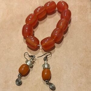 Handcrafted Beaded Bracelet and Earrings Set